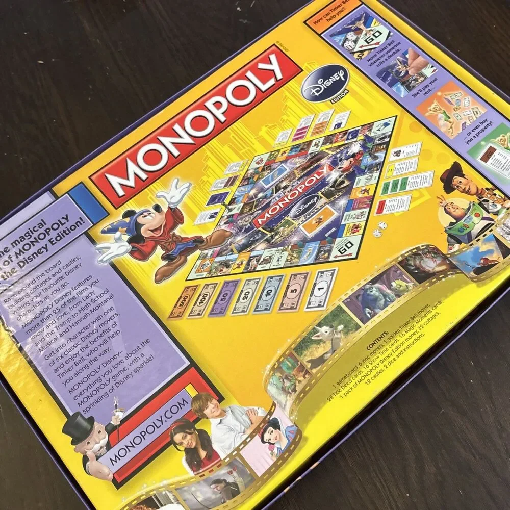 Monopoly Disney Edition COMPLETE Parker Brothers 2009 Classic Golden Tinker Bell